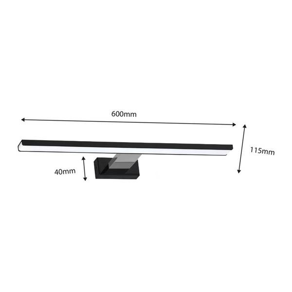 Kinkiet do łazienki nad lustro SHINE, ML7883, czarny/chrom, 60cm, 13,8W LED