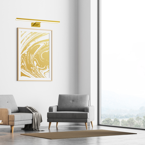 Kinkiet nad obraz plakat PINTO GOLD 12W LED 50cm | Złoty