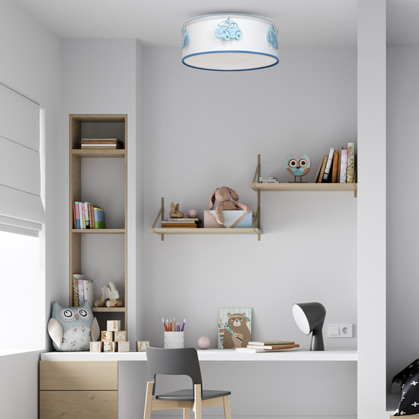 Lampa sufitowa AUTOMOBILE, biały/niebieski, 2x60W E27, MLP8285