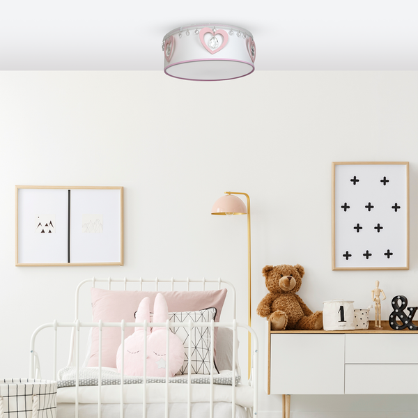 Lampa sufitowa HEART, biały/różowy/transparentny, 2x60W E27, MLP8279