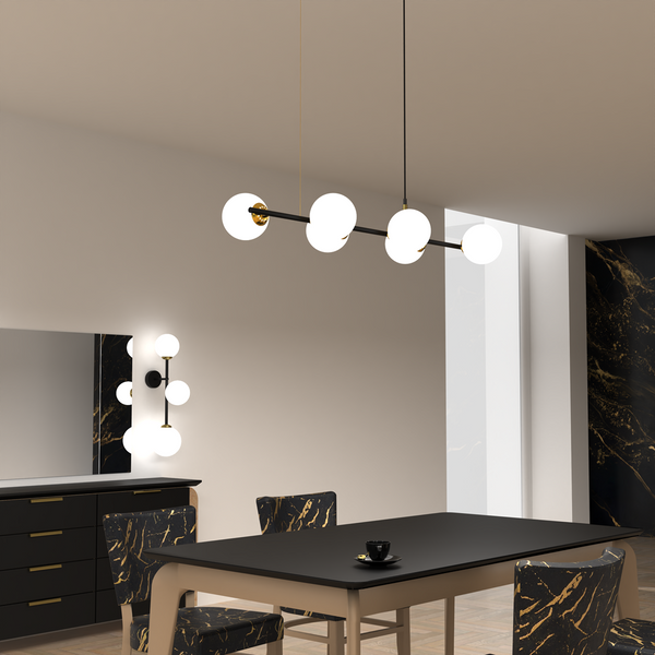 Lampa wisząca POP, MLP7845, czarny/złoty/biały, 6x40W E14