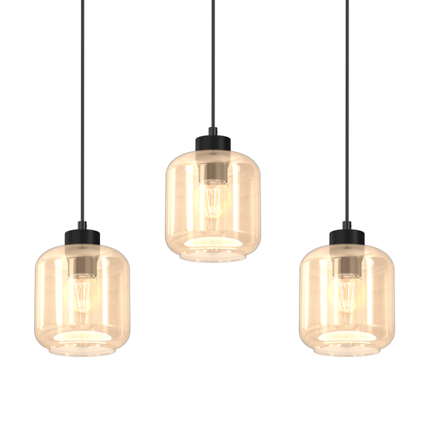 Lampa wisząca SOMBRA AMBER, MLP8371, czarny/bursztynowy, 3x60W E27