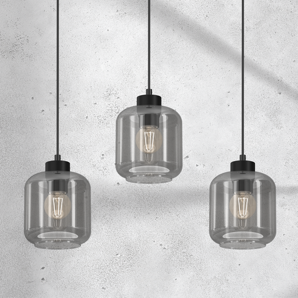 Lampa wisząca SOMBRA SMOKED, MLP8374, czarny/dymiony, 3x60W E27