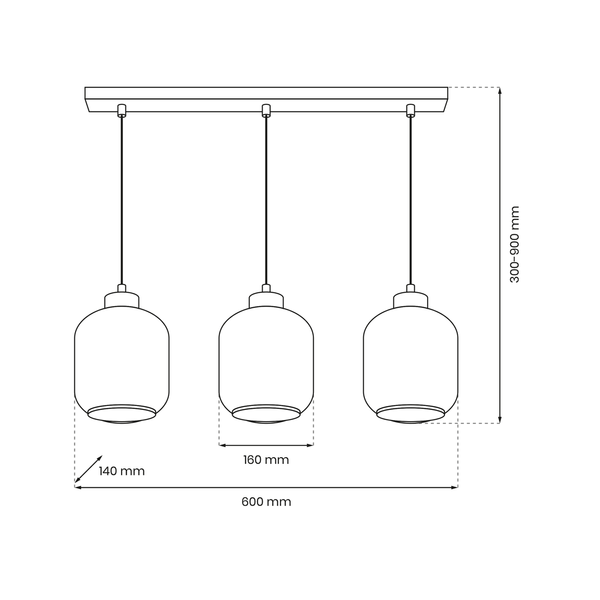 Lampa wisząca SOMBRA SMOKED, MLP8374, czarny/dymiony, 3x60W E27