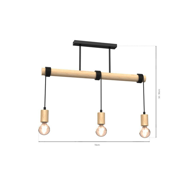 Lampa wisząca VIGA, MLP7964, czarny/drewno naturalne, 3x40W E27