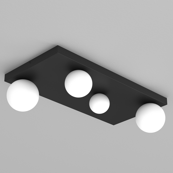 Nowoczesna lampa sufitowa BIBIONE, MLP8391, czarna z białymi kloszami, 4x25W G9