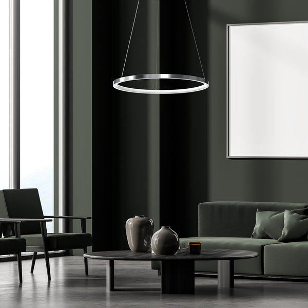 Nowoczesna lampa wisząca ROTONDA CHROME 27W LED 50 cm | Chrom