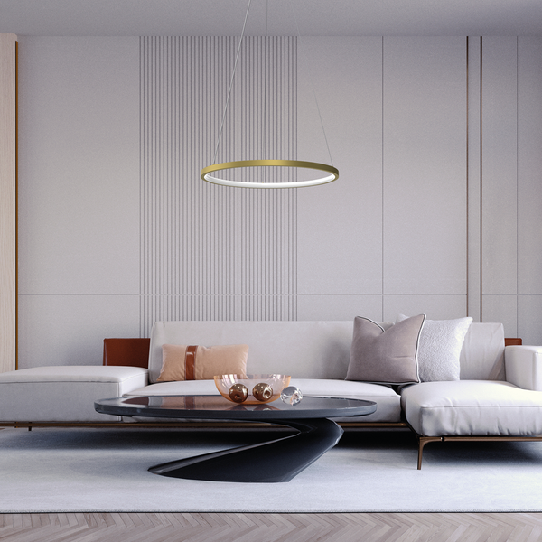 Nowoczesna lampa wisząca ROTONDA GOLD 27W LED | Złota 