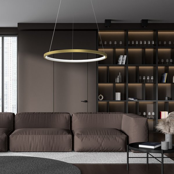Nowoczesna lampa wisząca ROTONDA GOLD 27W LED | Złota 