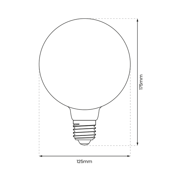 Żarówka Filamentowa LED, E27, G125, 6W, barwa ciepła 2700K, 700lm, Amber