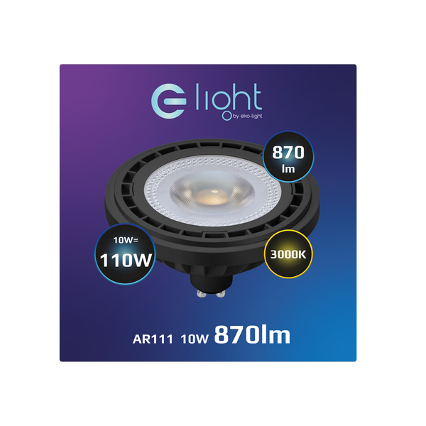 Żarówka GU10 AR111, 10W LED, barwa ciepła 3000K I Czarny, AR8040
