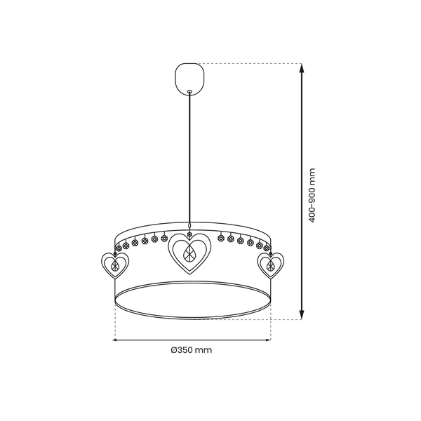 Lampa wisząca HEART, biały/różowy/transparentny, 1x60W E27, MLP8278