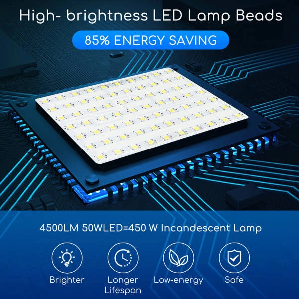 Naświetlacz Cienki Slim LED 50W 6400K IP65 | Czarny