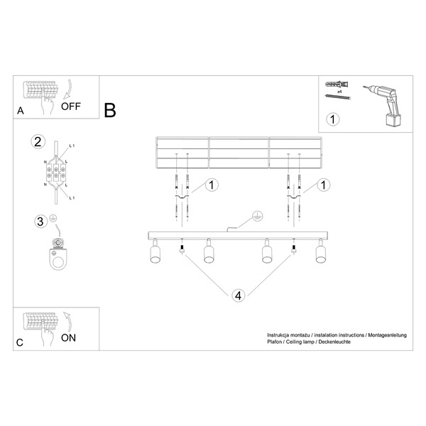Plafon VERDO 4 biały