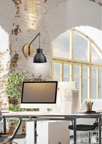 Kinkiet VARIO 21-73495 czarny/drewno 1x60W E27