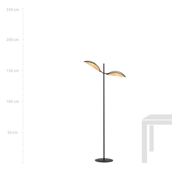 Lampa podłogowa Emibig VENE LP2 Czarny/RATTAN 1160/LP2