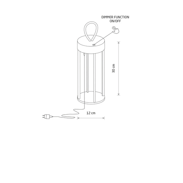 Lampa przenośna NALA LED 4W 2700K 170lm wys.30cm szer.12cm IP54 ściemniacz włącznik | Czarny 11536