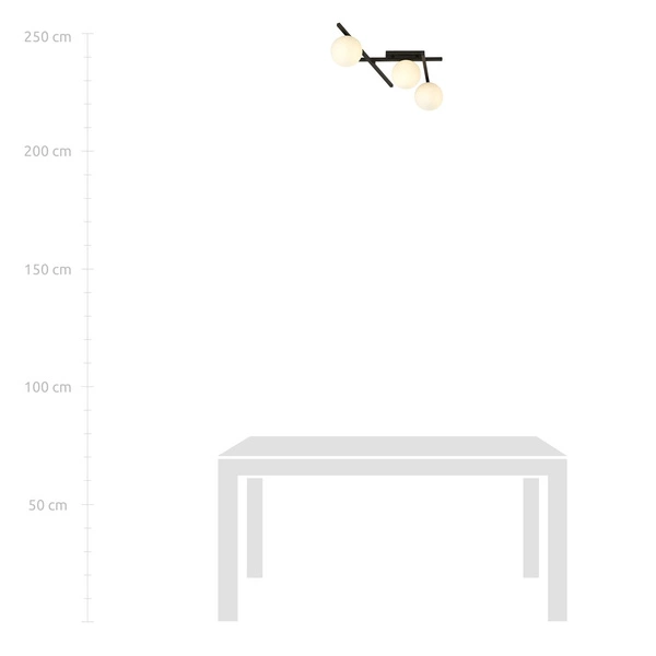 Lampa sufitowa Emibig SMART 3 Czarny/OPAL 1103/3