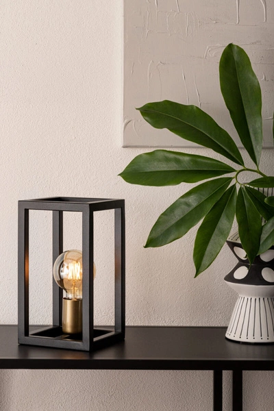 lampa kostka na stół VIGO E27 60W wys. 26cm | czarny złoty