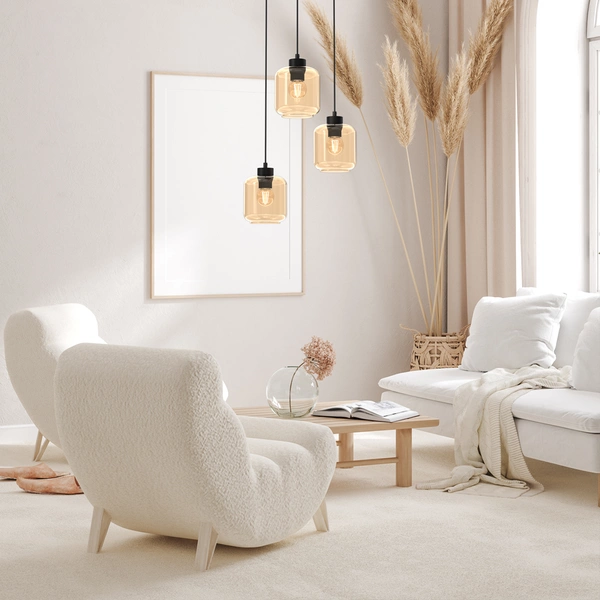 Lampa wisząca SOMBRA AMBER, MLP8372, czarny/bursztynowy, 3x60W E27