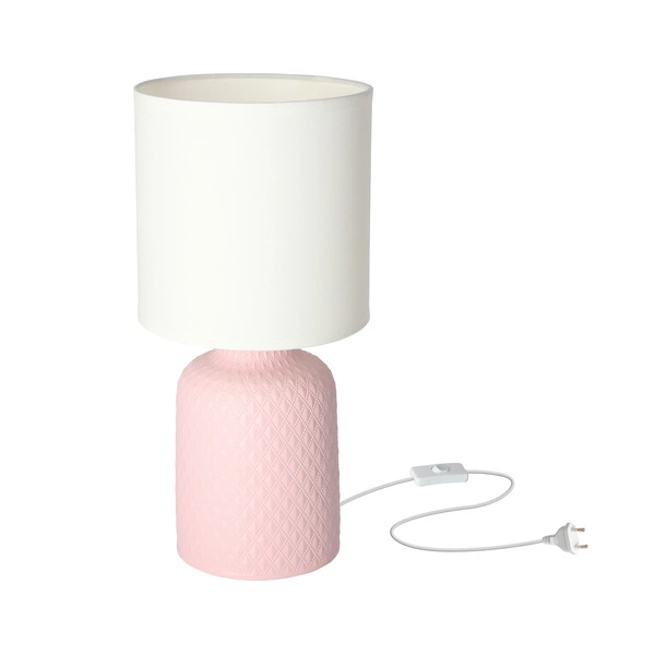 Lampa gabinetowa/stołowa/nocna INER 41-79855 ceramiczna różowa/abażur biały 1x40W E14