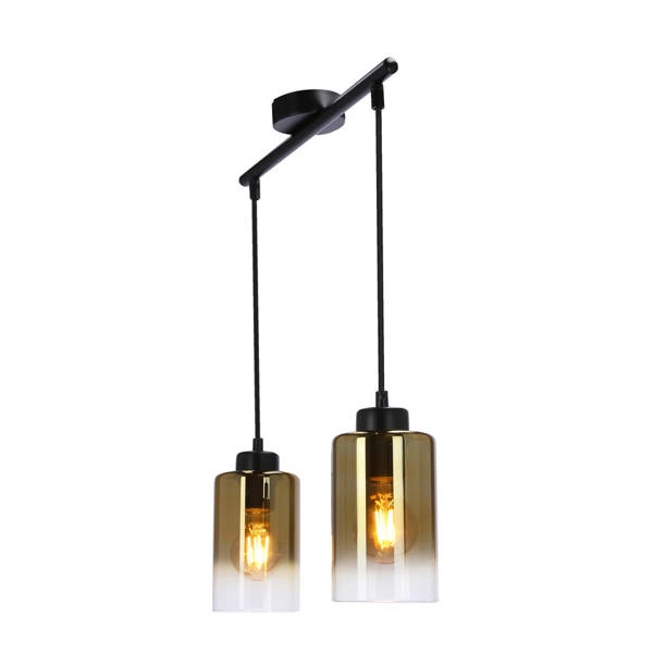Lampa wisząca ASPRA, 32-16263, czarny/bursztynowy/transparentny, 2x60W E27