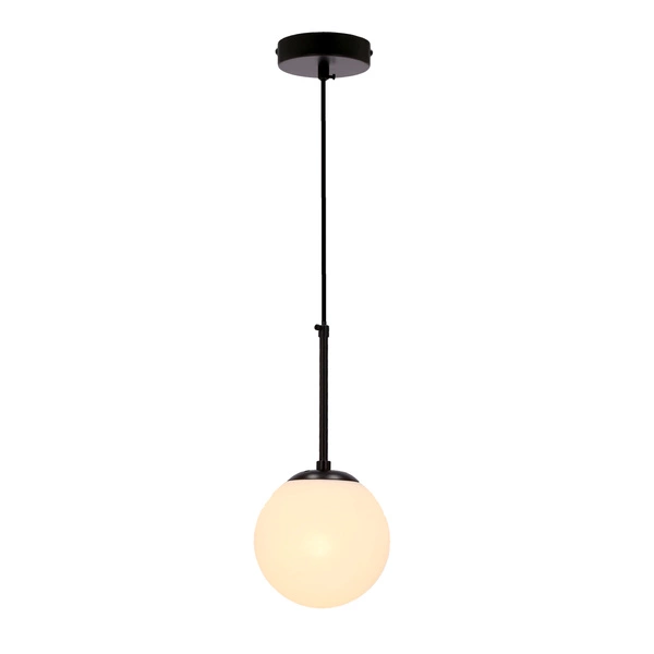 Lampa wisząca POMPEI, 15 cm, 31-09586, czarna z białym kloszem, 1x40W E27