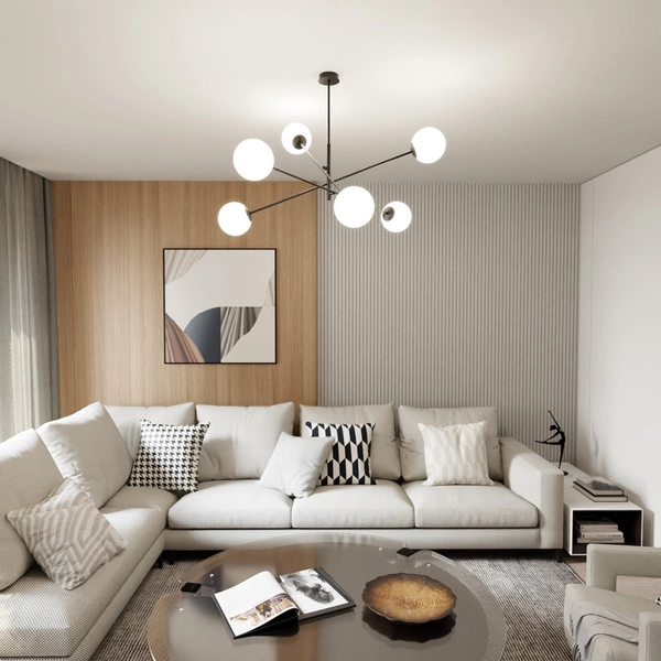 Lampa sufitowa Emibig LINEAR 6 Czarny/OPAL 1169/6