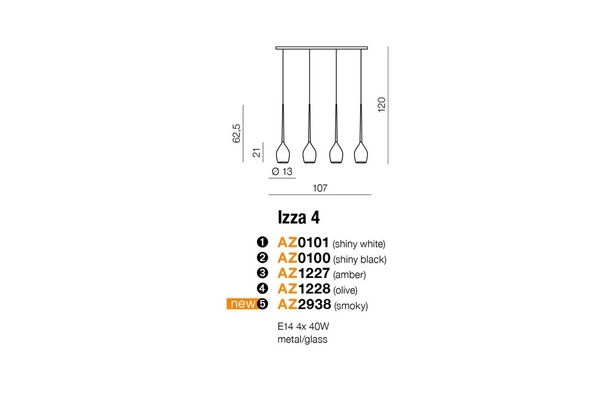 Azzardo IZZA 4 SMOKY 2938