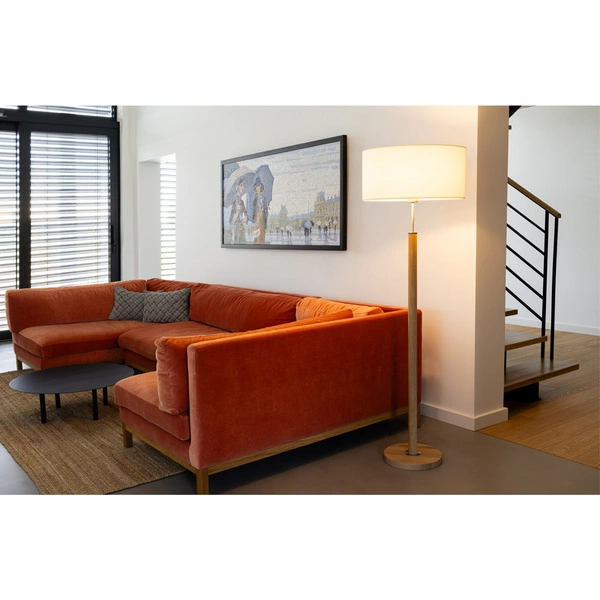 Benita Lampa Podłogowa 1xE27 Max. 60W Dąb Olejowany/Nikiel Mat/Biały 6017400511545