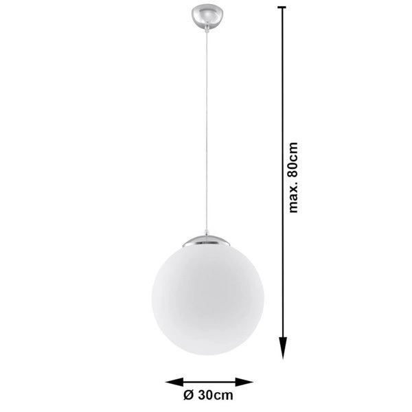 Lampa wisząca Sollux UGO 30 Stal, Szkło, Biały, 60W, SL.0264