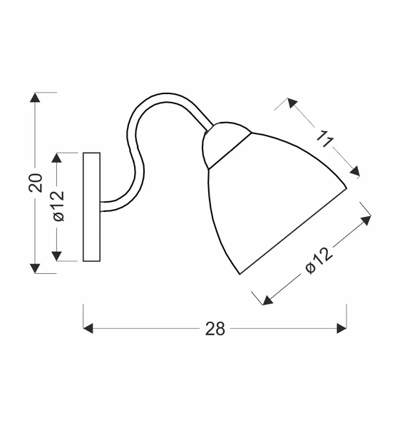 Kinkiet UNICA, 21-00866, czarno-złoty z dymionym kloszem, 1x40W E27