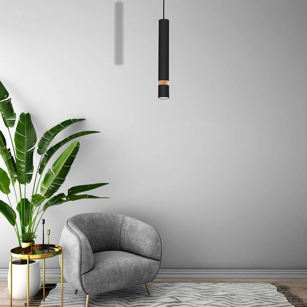 Lampa wisząca JOKER, MLP6305, czarny/drewno, 1x8W GU10