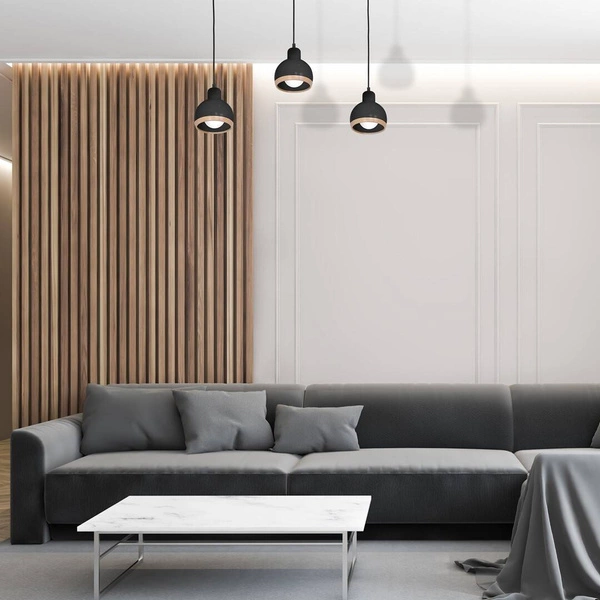 Lampa wisząca OVAL, MLP7046, czarny/drewno, 3x60W E27