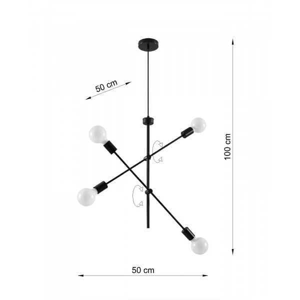 Lampa wisząca CONCEPT 4 SL.0712 czarna 4xE27
