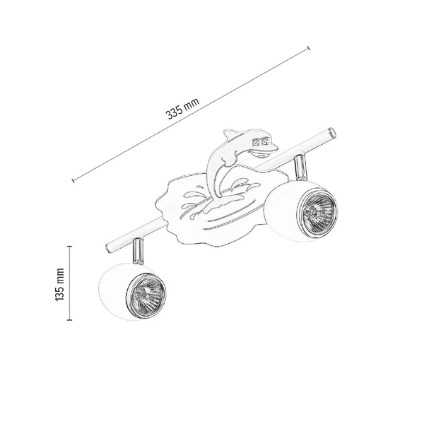 Lampa sufitowa Delfin 2xGU10 Max.50W Biały metal/Chromowany metal/Wielokolorowy materiał syntetyczny ze wzorem delfinów 2105202
