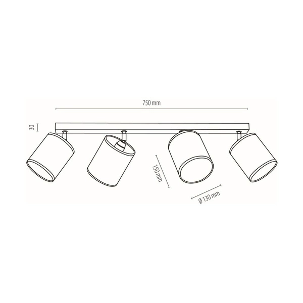 Lampa Sufitowa Espacio 4xE27 Max.25W Czarny Metal/Wielokolorowa Tapeta 56748404