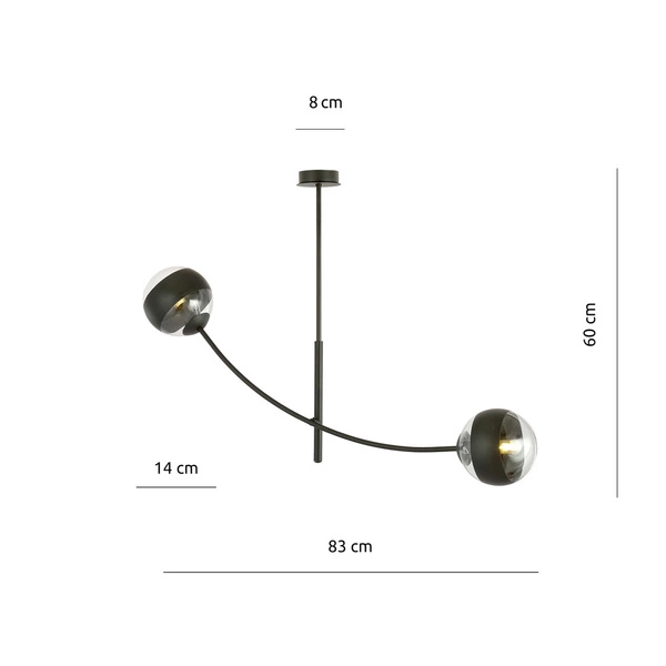 Lampa sufitowa Emibig HUNTER 2 Czarny/STRIPE 1101/2