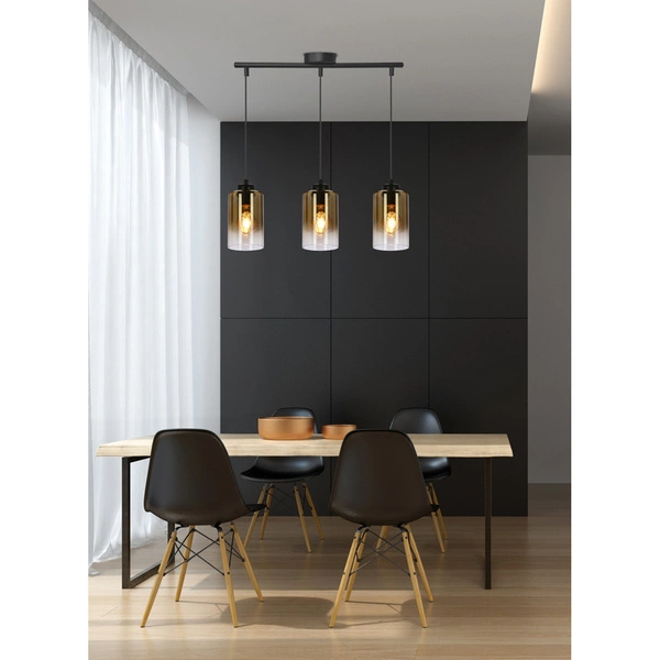 Lampa wisząca ASPRA, 33-16270, czarny/bursztynowy/transparentny, 3x60W E27