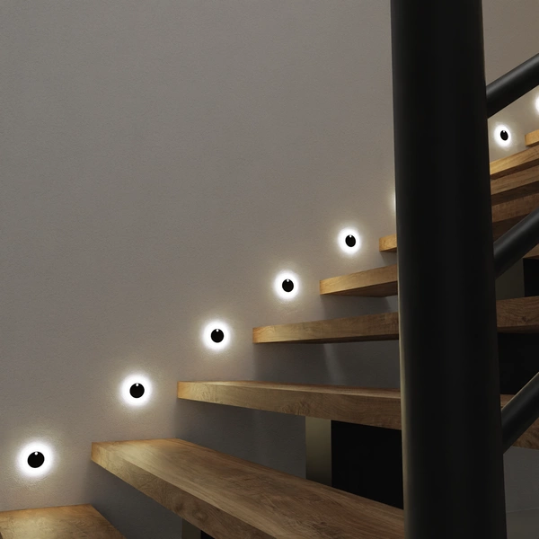 Oprawa schodowa 12V, OTI BLACK, 0,6W LED, barwa ciepła 3000K, EKS6900 z czujnikiem ruchu PIR