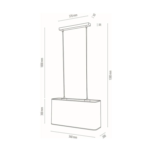Lampa Wisząca Cadre 2xE27 Max.40W Czarny Metal/Przezroczysty Kabel PCV/Klosz z Czarnej Tkaniny 872030204