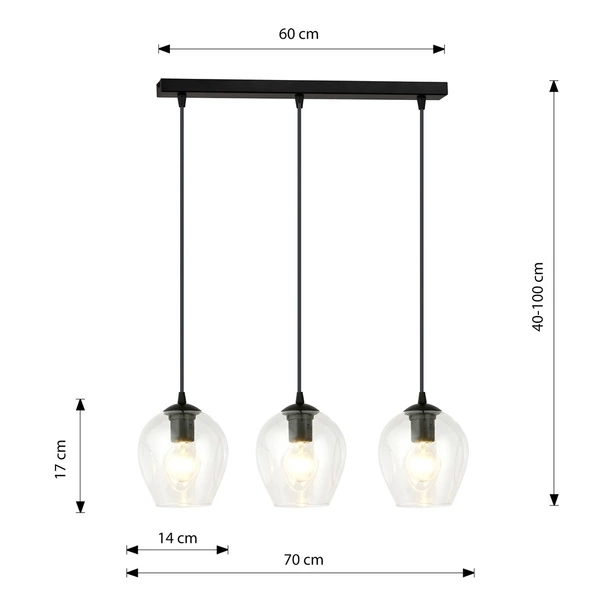 Lampa wisząca Emibig ISTAR 3 BL TRANSPARENT 679/3