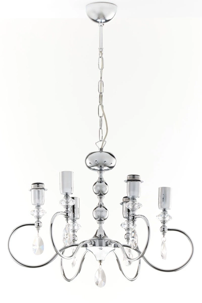 Klasyczna Lampa wisząca ELBA wys. 90cm 6xE27 15W IP20 | chrom połysk