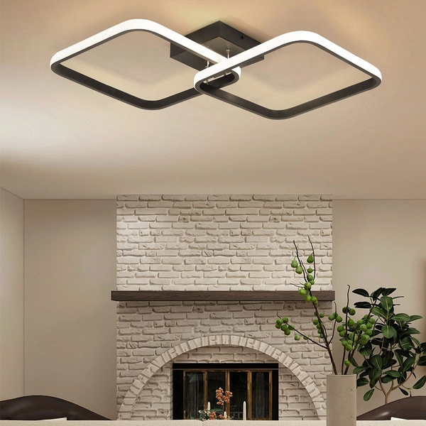 Lampa Dekoracyjna 2 kwadraty 52W Czarna DL-Z02