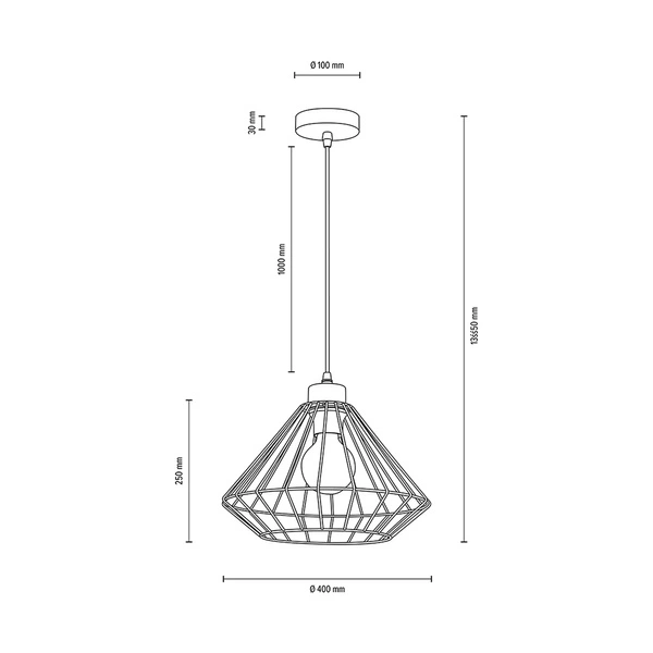 Lampa wisząca Raquelle 1xE27 maks. 60W Dąb olejowany/Czarny metal/Czarny kabel PCV 187219104