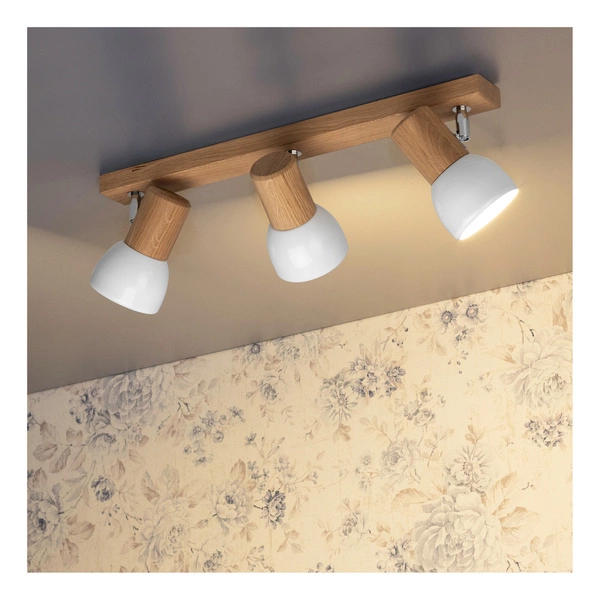 Svenda Lampa Sufitowa 3xE27 Max.60W Dąb Olejowany/Chrom/Biały 2224374