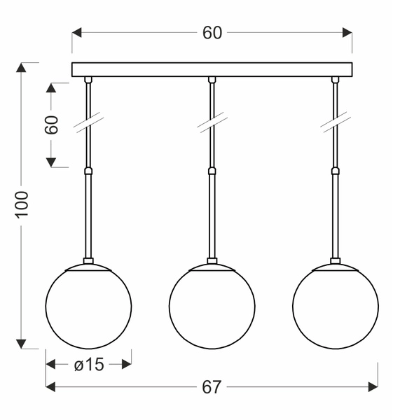 Lampa wisząca POMPEI, 33-09609, czarna z białymi kloszami, 3x40W E27
