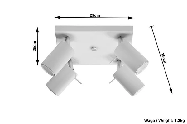 Plafon RING 4 punktowy Stal kolor biały 12W LED, SL.0090
