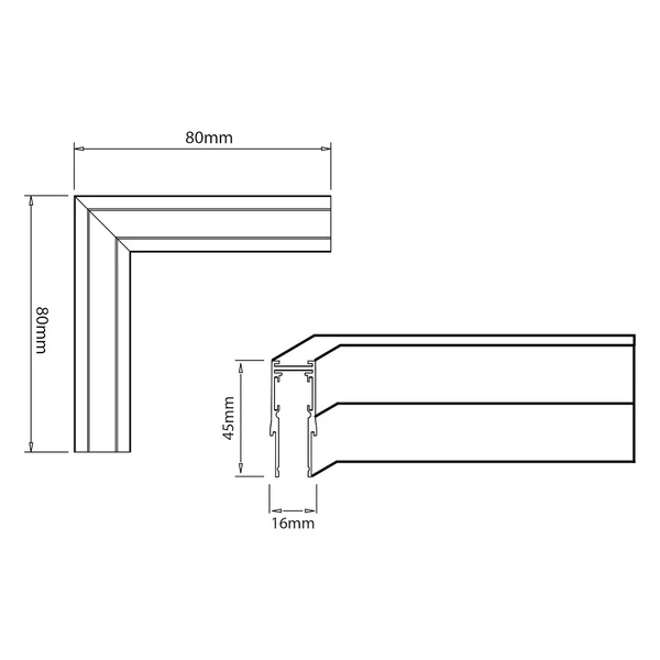 Narożnik natynk L bok magnetic track 10mm