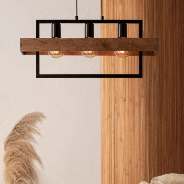 Nowoczesna lampa wisząca do salonu ROBIN E27 60W wys. 80cm | czarny brązowy